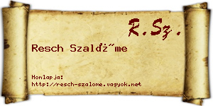Resch Szalóme névjegykártya